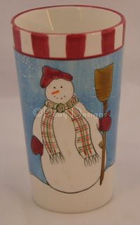 Sakura Debbie Mumm SNOWMAN Plaid Scarf Tall Latte Mug